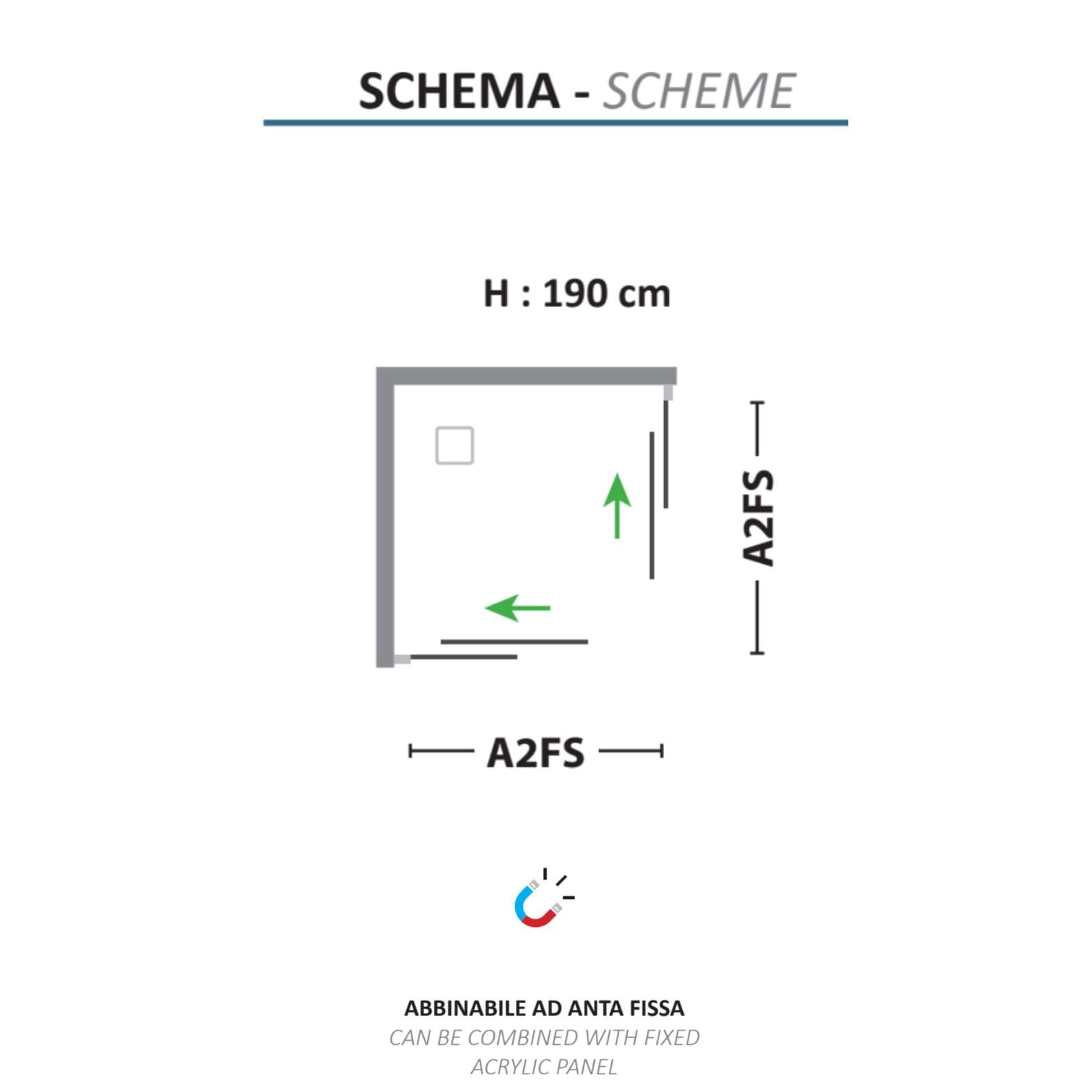 Forte Box Doccia "Acril" con apertura angolare in acrilico con profili in PVC riducibile "Made in Italy" (bianco, 70x90 cm)