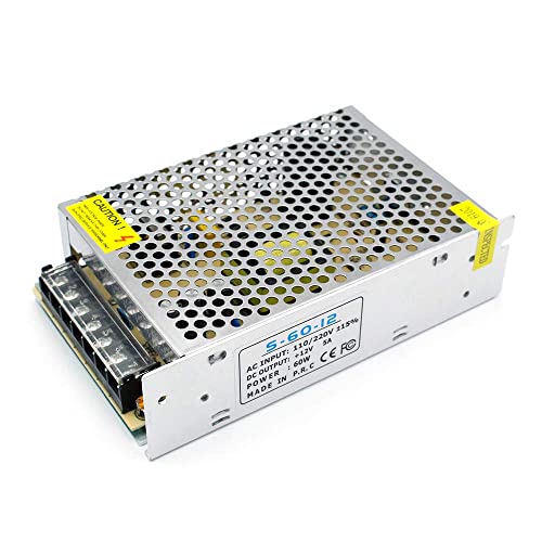 inShareplus 12V Netzteil 5A 60W, DC Universal Geregeltes Schaltnetzteil, Trafo 230V auf 12V LED-Treiber, Transformator, Adapter für LED-Streifenlicht, 3D-Drucker, Radio, Computerprojekt