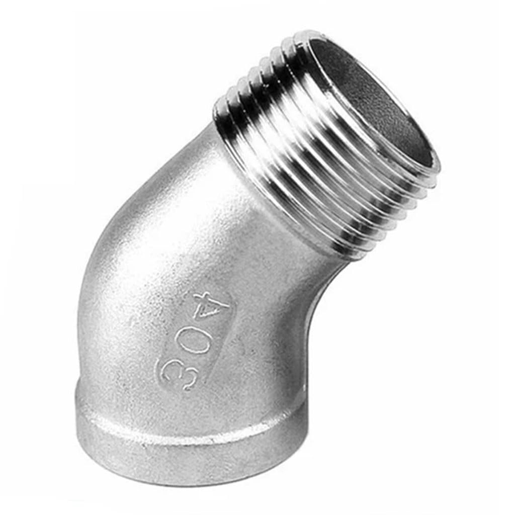 Rvblrdse Women's One Color Stainless Steel Cast Pipe Fitting, 1/4" 3/8" 1/2" 3/4" 1" 1-1/4" 1-1/2" 2" 3" 4" To Male 45 Degree Elbow Connector Coupler 304 Stainless Pipe Fitting, 1Pcs(0.75 Inch)
