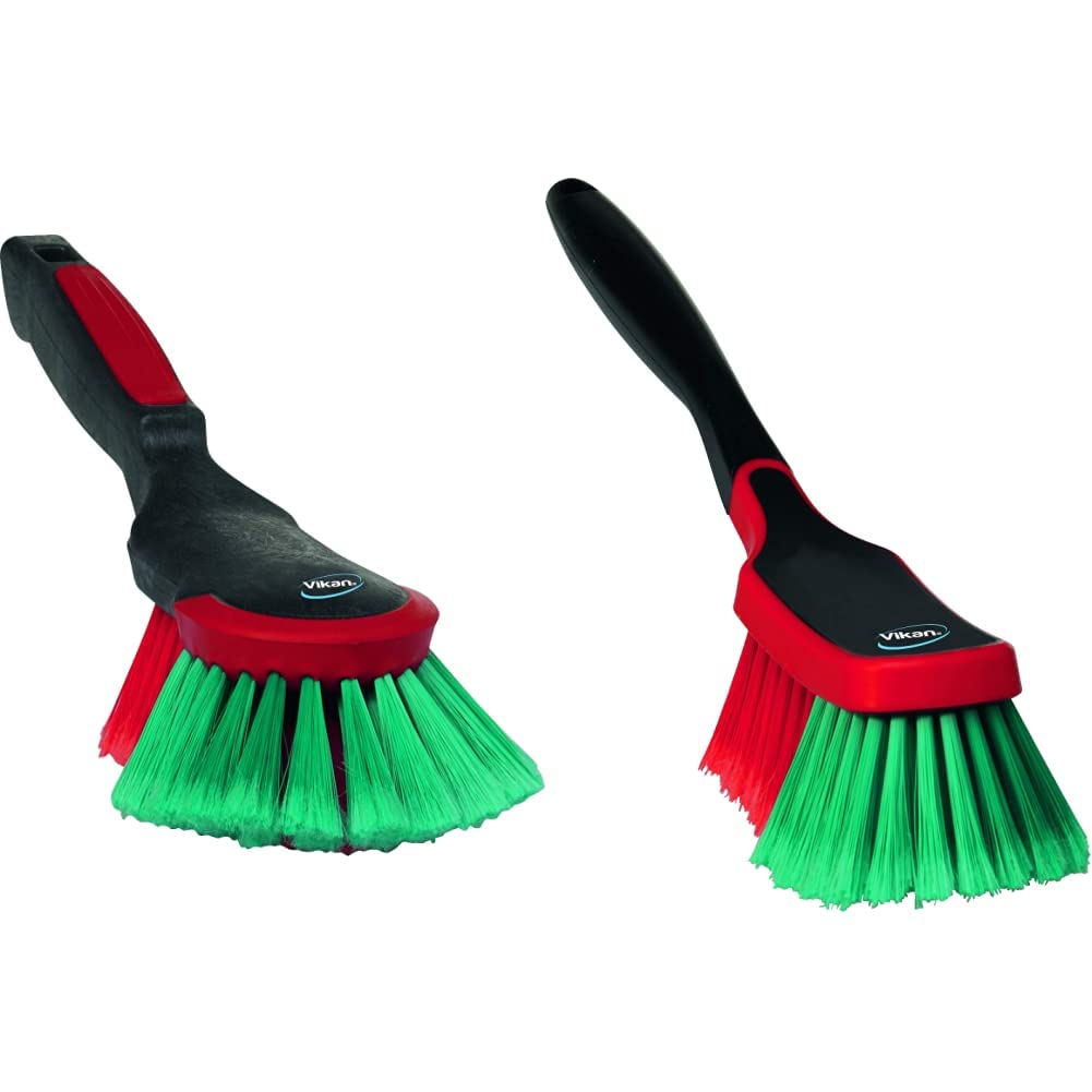 Vikan 524652 Hand Brush, Polypropylene, Black, One Size & 525252 Vehicle Brush, Wheel Brush, Soft/Split, Black, 290 mm Length, 70 mm Width, 100 mm Height, Packaging may vary