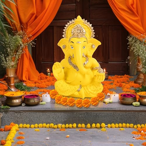 Image of ZAICUS Mini Ganesha Car Idol - Small Handcrafted Ganesha Statue for Dashboard, Home, or Office - Sign of Blessings, Wealth, and Happiness - Perfect Spiritual Gift for Loved Ones and Divine Dcor