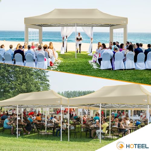 Image of Hoteel 10x20 Heavy Duty Pop Up Canopy Tent with 6 Sidewalls, Light Tan