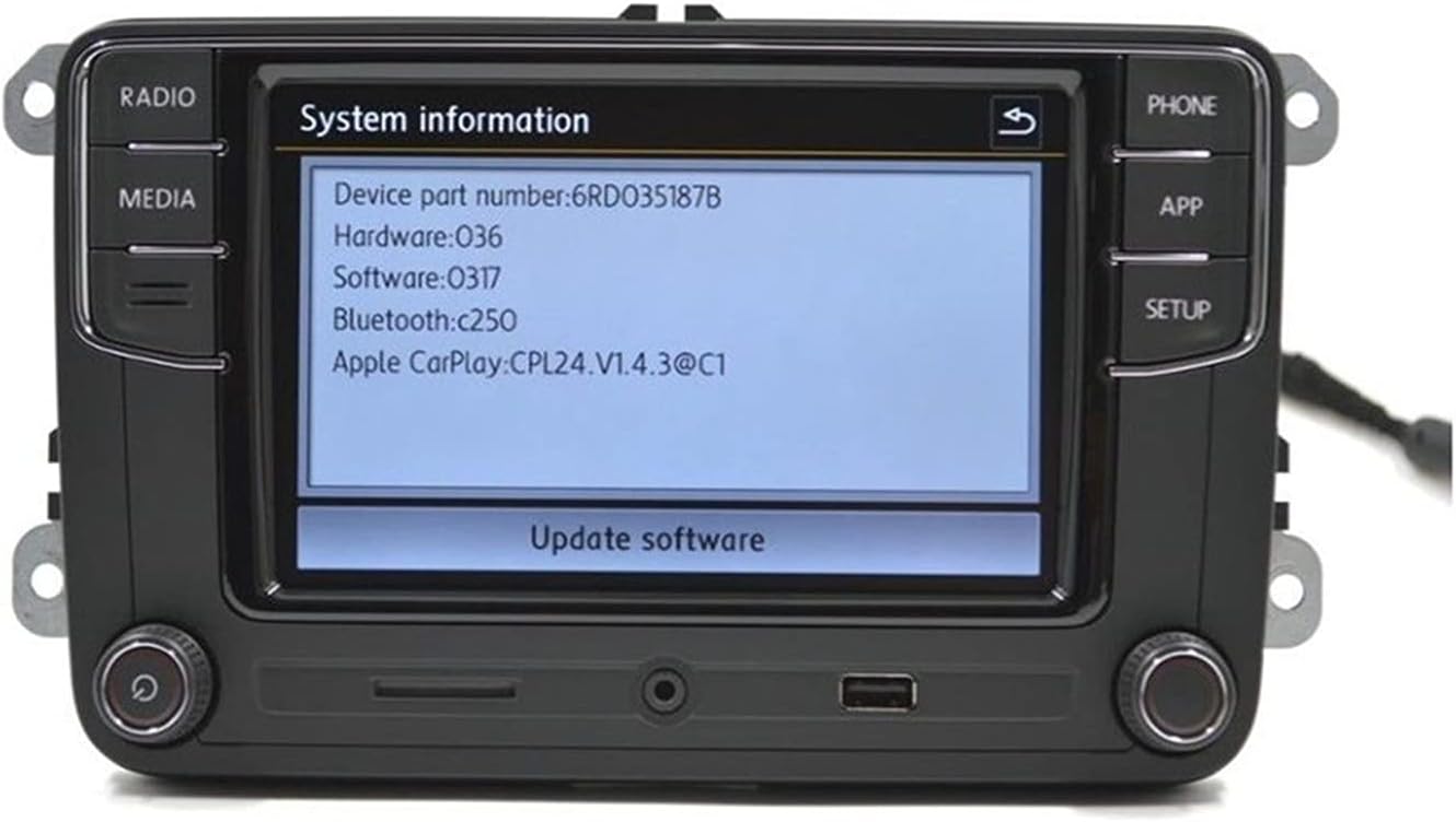 System information screen on the RCD330 unit