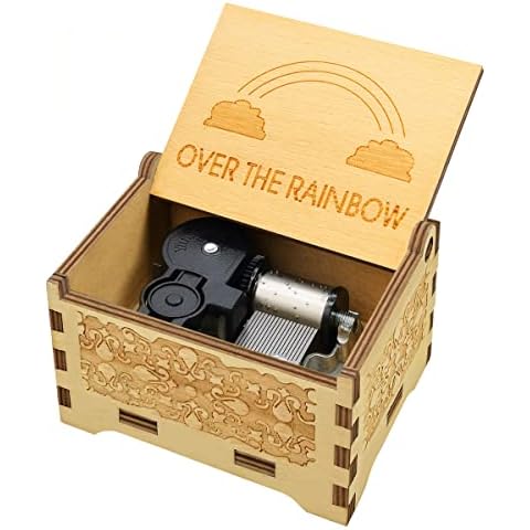 Sooharic Over The Rainbow Music Box, 18 Note Hand Cranked Mechanism, Unique Valentine/Birthday Cover
