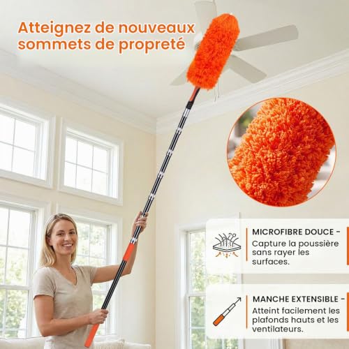 Plumeau Télescopique 6m, Manche, Tête de Loup et Balai Toile d'Araignée – vue 8