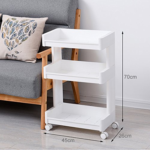 Preisvergleich Produktbild GYY Weiß Kunststoff Abnehmbare einseitige Lagerung Wagen Wagen Turm Küche Schlafzimmer Lagerregal Badezimmer Regal mit Rädern (Color : 4, Size : Tier)