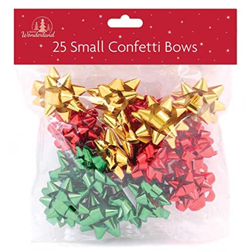- 25 Gift Bows, Green, Red and Gold Bows for Christmas