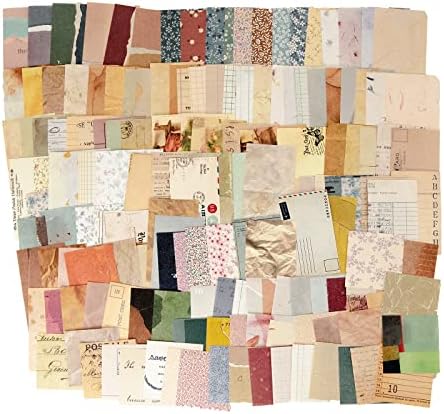 MOLNESO 360pcs Vintage Scrapbook Paper Ephemera Papers for Scrapbooking Journaling Junk Journals Mixed Media Crafting Antique Collage Paper Scraps Coffee Dyed, Flower, Postage, Ledger