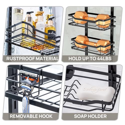 image for LEVERLOC Over The Door Shower Caddy, Shelf Distance Adjustable Hanging