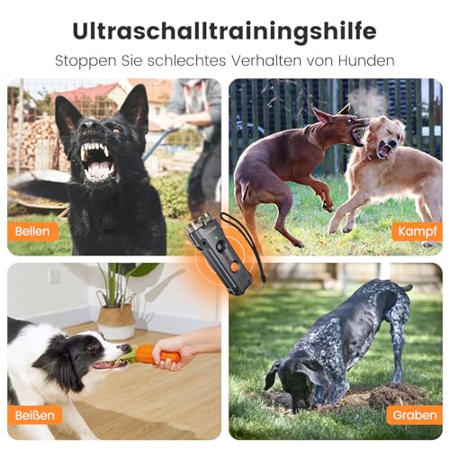 Kfonla Antibell für Hunde,Anti Bell Halsband für Hunde mit Taschenlampe,Aufladbares Anti Bell Gerät Hunde, Geeignet für Verschiedene Hundearten,Antibell Ultraschall Gerät für Innen-und Außenbereiche