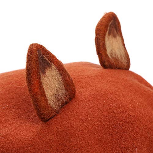 Zasy Handmade Felt Fox Ears Cartoon Wool Beret Hat For Women Girls Winter Autumn (Fox Ears) #TOP2