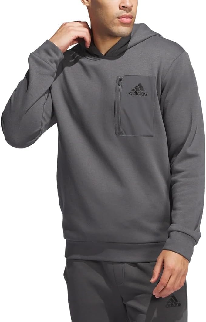 adidas Men’s Regular Fit Kangaroo Pockets Hoodie - Gray (Gresix), Medium