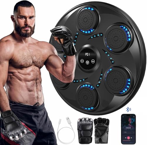 2025 Neu Music Boxing Machine mit Bluetooth,LED Licht BoxMaschine mit Musik mit Boxhandschuhen, Elektronische Boxing Machine zur Wandmontage mit 9Geschwindigkeitsmodi und Zählmodus (YXB0081-18.9'')