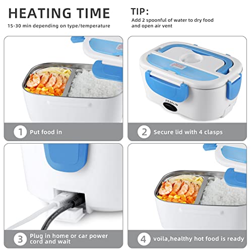 Jiegelin Electric Luncheaze Lunch Box For Adults Food Heater,Loncheras Electricas Para Calentar Almuerzo,Bento Box Adult Hot Lunch Box Self Heating Portable Food Warmer For Working Men For Car #TOP7