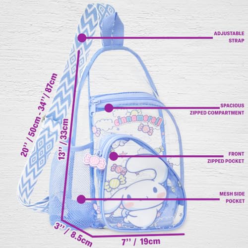 Get Trend Cinnamoroll Girls Clear Crossbody Bag for Stadium Events, Transparent Sling Bag Adjustable Clear Purse Kawaii Gifts (Blue Cinnamoroll) by Get Trend - Used condition - Image 5