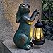 JOYBEE Garden Statues Rabbit with Solar Lantern Outdoor Decor-Rabbit Solar Figurines Lights Decorations for Patio Yard Lawn Ornaments-Gifts for Birthday Easter Housewarming