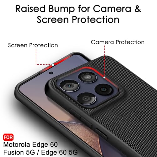 Image of TheGiftKart Back Cover Case for Motorola Moto Edge 60 Fusion 5G / Moto Edge 60 5G | Slim & Lightweight | Ultra-Premium Design | Camera Protection Bump | Fabric Texture Case Cover (PC & TPU, Black)