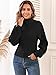 ZAFUL Women's Cropped Turtleneck Sweater Lantern Sleeve Ribbed Knit Pullover Sweater Jumper (2-Black, M)