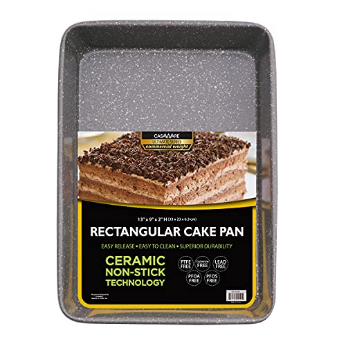 casaWare Ultimate Series Kuchenform aus Keramik, antihaftbeschichtet, rechteckig, 33 x 22,9 x 5,1 cm, Silbergranit Cover