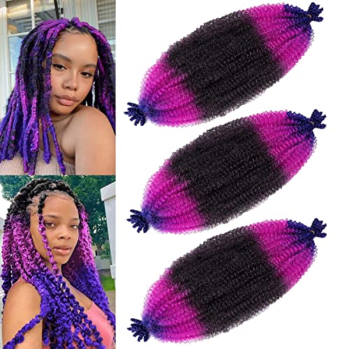 Afro Twist Hair 24Inch 3Packs Springy Afro Twist Hair Crochet Braiding Hair (24 Inch (Pack of 3), 1b/purple red/royal blue) …