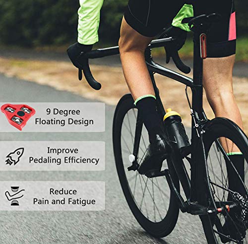 Bike Cleats Compatible with Look Delta (9 Degree Float) Cleat Set for Indoor Cycling & Outdoor Road Bike Bicycle Designed for Women and Men Clipless Spinning and Cycle Shoes