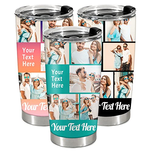 Personalized Photo Coffee Tumbler Cup 20oz - Custom Image & Text Insulated Stainless Steel Travel Mug for Men Women, Gift for Dad Mom Friends - Artsadd