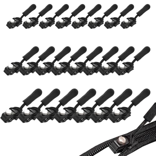 24PCS Zipper Repair Kit,3 Different Size Replacement Zipper Quick Install Detachable Pulls Zip Heads, No Sewing Required, for Jackets, Luggage, Bags