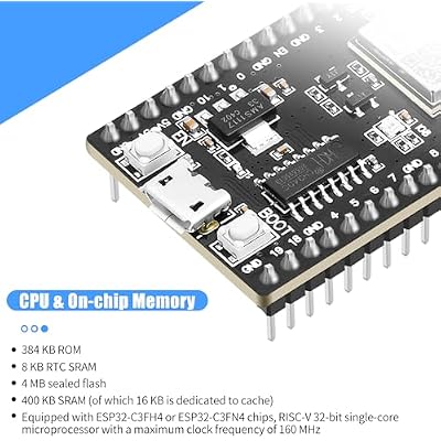 ESP32 ESP32-C3 ESP-WROOM-32 Development Board Kits, 15 GPIO CH340 Micro USB WiFi + Bluetooth Dual Cores Microcontroller Processor Compatible with Arduino IDE NodeMCU