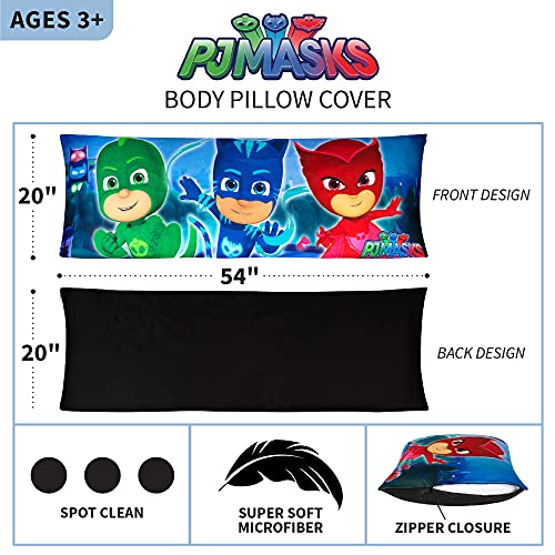 Franco Pe0138 Kids Bedding Super Soft Microfiber Zippered Body Pillow Cover, 20" X 54", Pj Masks #TOP2