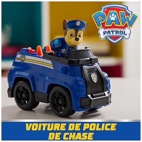 Paw Patrol - Pat Patrouille - Véhicule Figurine Chase - Voiture Figurine À Collectionner - Pat Patrouille Véhicule - Plastique Recyclé - Voiture Enfant - Jouet Enfant 3 Ans Et +