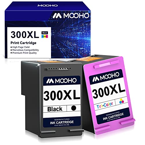MOOHO 300 XL Remanufacturado para Tinta Compatibles para Tinta HP 300 XL para Impresoras PhotoSmart Series C4680 C4780 DeskJet Series F4580 F4280 F4210 F2480 D5560 Envy 120 110 (1 Negro,1 Tricolor) Cover