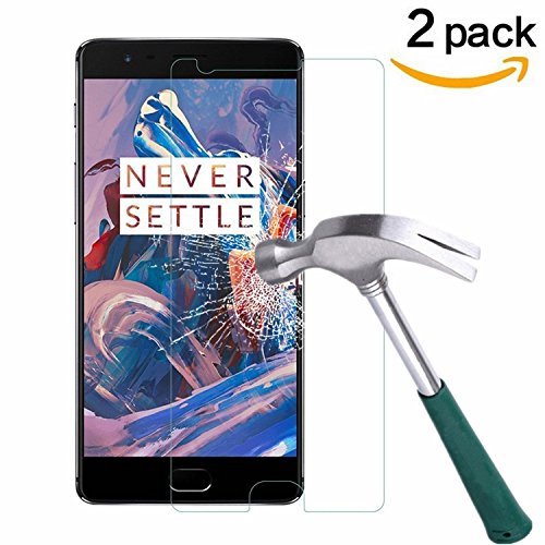 Copmob Cristal Templado Protector de Pantalla OnePlus 3T, 2 Piezas Vidrio Templado Premium para OnePlus 3T 9H Dureza Alta Definicion 0.25mm [3D Touch Compatibles] Transparente Cover