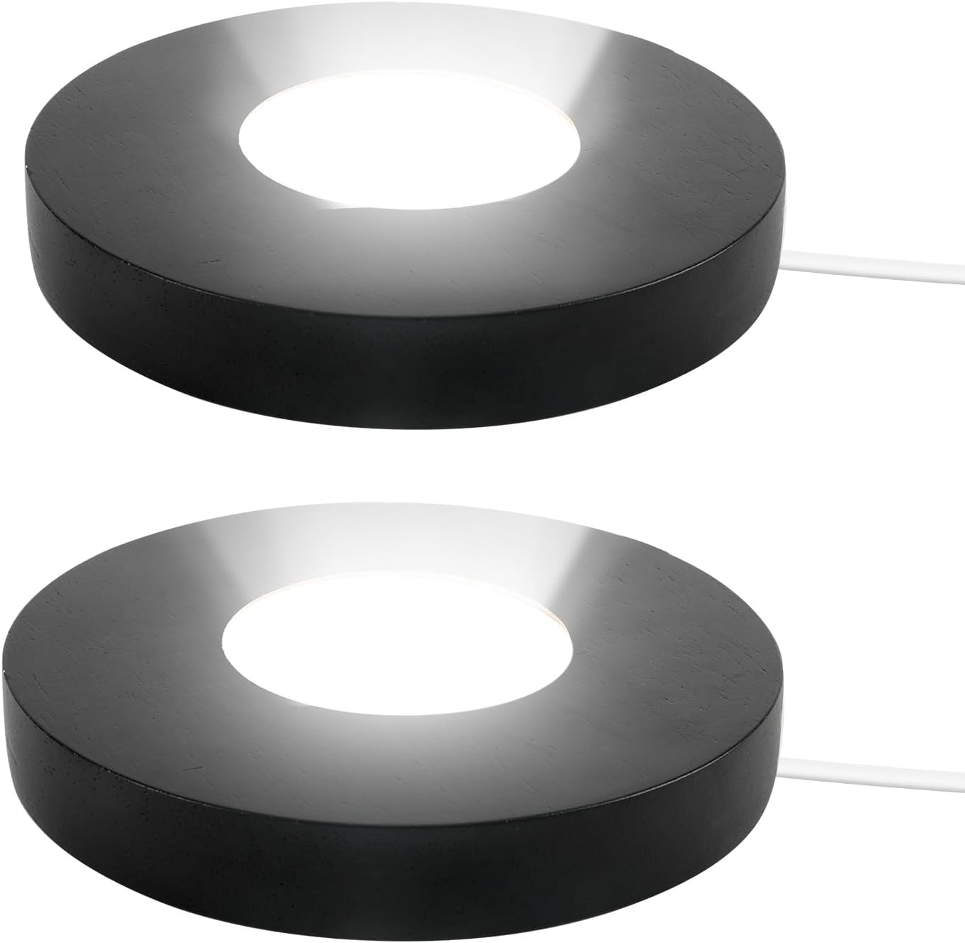 5.9 Inch Wood LED Light Base, Crystal Display Stand with 3 Light Modes and 10-Level Dimming for Acrylic, Crystal, Night Light, Glass Resin Art (2PCS) (2,Black)