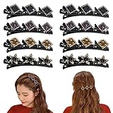 8 Stück Haarspange mit Kristallblume Damen Haarklammer Funkelnde Kristallstein geflochtene Satin Stoff Haarbänder Doppelschicht Mini Hair Clipse Mit Klammern Haarschmuck Strass Haarspange(Typ C)