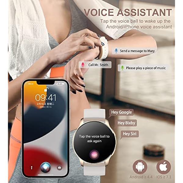 Iaret Reloj Inteligente Mujer con Llamadas,1,32'' Smartwatch Mujer 3 Correas, Pulsera Actividad Presión Arterial Ritmo Cardíaco Oxígeno Sanguíneo Sueño para Android iPhone, Regalo Mujer