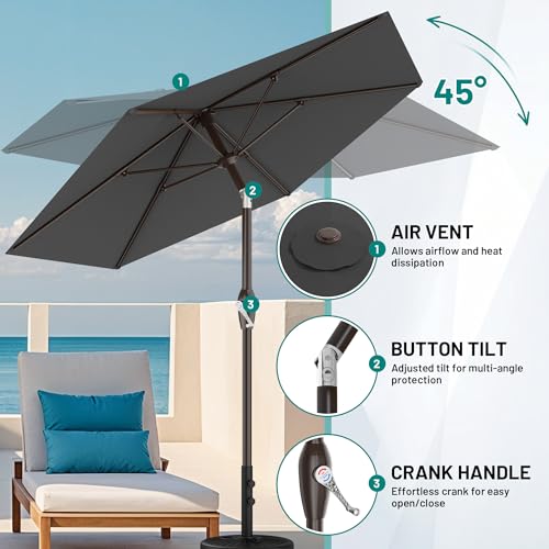 AreShark 7.5FT Patio Umbrella Table Market Umbrella w/Tilt and Crank, Heavy-Duty Outdoor Umbrellas for Pool, Deck, Garden and Backyard, Gray by AreShark - Image 6