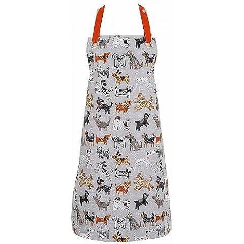 Ulster Weavers 100% Cotton Wipe Clean PVC Coating-Eco-Friendly, Made from Recycled Materials-Stylish and Perfect for Every Kitchen, Dog Days, Grey Apron Cover