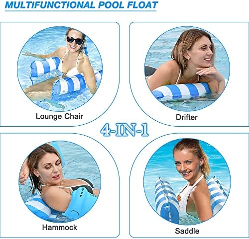 FUNNYTA 2 Pack Water Hammock, 4-in-1 Multi-Portable Water Pool Float Hammock (Saddle, Lounge Chair, Hammock and Drifter) for Adults, Suitable for Travel, Family and Recreation - 1