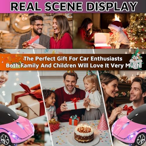 HuGuWdy Pink Wireless Car Mouse - 2.4G Wireless with USB Receiver, Optical Mouse for PC, Laptop, Tablet - Win XP/Vista/7/ME/2000/Mac OS Pink Mouse for Her for Christmas - 5