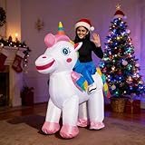Disfraz Inflable de Unicornio para Adultos, 155-190 cm, con Ventilador y Batería, Blanco y Rosa