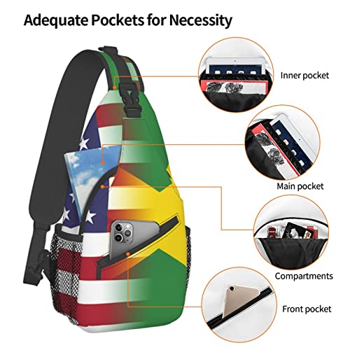 Mochila Cruzada Unisex Bandera Americana y Jamaica miniatura 5
