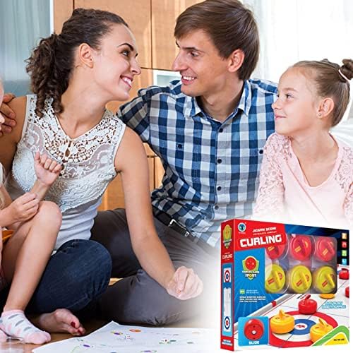Curling Game | Portable Curling Game Set with 6 Rollers,Fun Indoor Sports Game for Kids Teens Adults, Easy to Set Up, Play and Store, Mixed Color