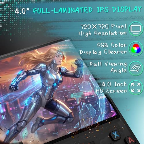 R36MAX Handheld Game Console, 40000+ Games Retro Gaming Console, 256GB TF Card Mini Retro Video Console, 4000mAh Rechargeable 4.0" IPS HD Screen Portable Pocket Arcade (Transparent Black) by OROMVO - Image 3
