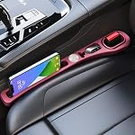 MBERFITU 2 Organisateur de remplissage des sièges de voiture, PU Siège en cuir Blocker Crevice Remplir l'écart entre le siège et la console centrale Arrêter les choses de goutte rouge