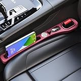 MBERFITU 2 Pack Car Seat Gap Filler Organizer, PU Leather Seat Crevice Blocker Fill The Gap Between Seat and Center Console Stop Things from Dropping Red