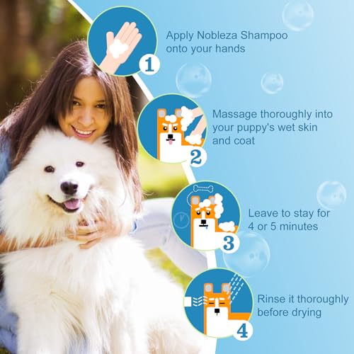 Nobleza Hundeshampoo Langhaar mit Camellia Sinernsis Extrakt,Pflege für Fell & Haut,bessere Kämmbarkeit,Shampoo für Hunde und Katze Sensitiv gegen Juckreiz,Hundeshampoo gegen Geruch (500ml)