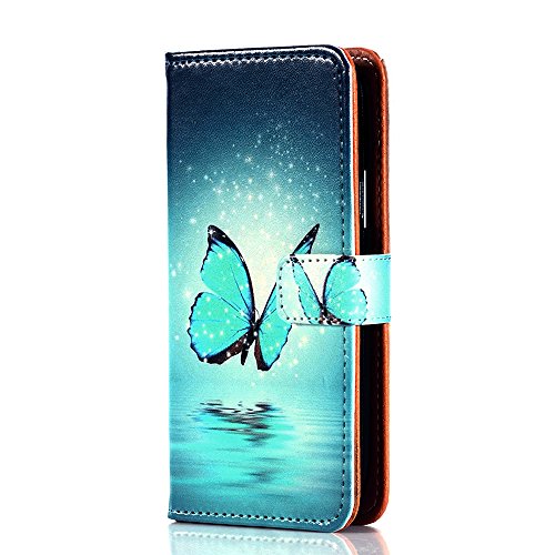 Alious Ciel For Samsung Galaxy S4 mini Case, Magnetic Protective Premium Leather Wallet Style Flip Case Slim Bumper Notebook Style Phone Cover Case - Blue Butterfly