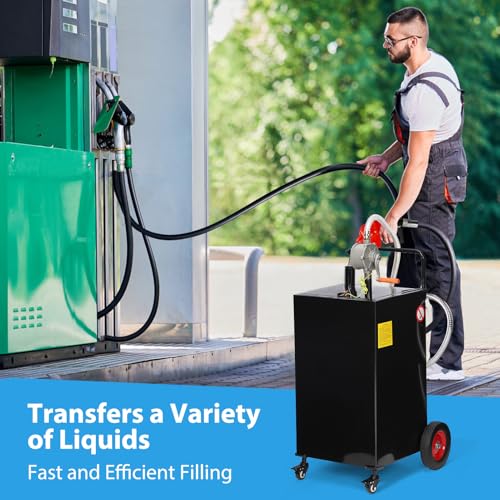 50 Gallon Portable Storage Caddy with Manual Transfer Pump, Heavy-Duty Wheeled Tank for for Cars, Trucks, Boats, Lawn Mowers Use, Durable Four-Wheel Design + Visible Level Gauge - Black by ExploreHorizon - Image 9