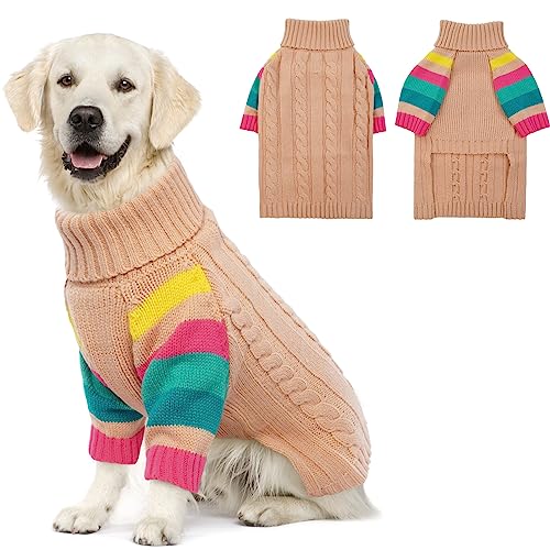 IECOii Christmas Nordic Dog Sweater for Small Dogs Girl Boy, Mock Neck Knit
