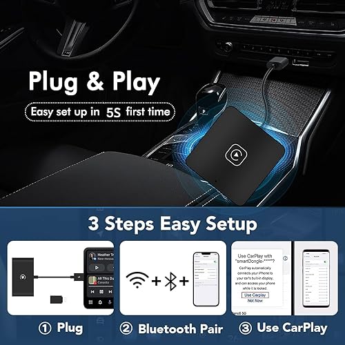 Adaptador sem fio CarPlay – Adaptador sem fio Apple CarPlay mais rápido para converter com fio para